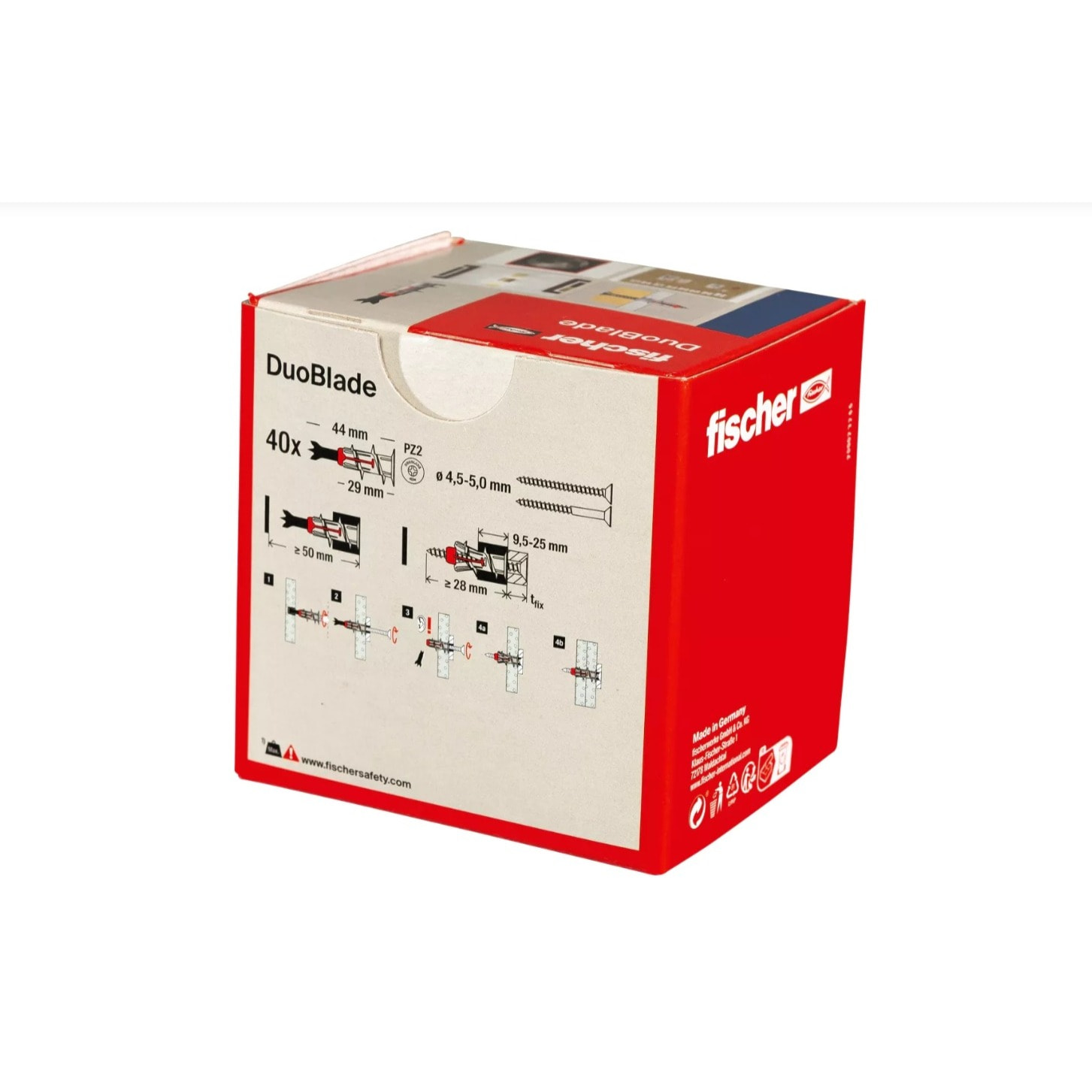 Chevilles autoforeuses bi-composants Duoblade pour matériaux en plaque, boîte de 40 chevilles sans vis - FISCHER - 545677