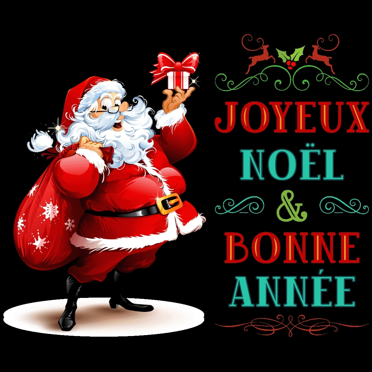 Sticker Noël père noël joyeux noël et bonne année - Autocollants stickers adhésifs noël - décoration fêtes