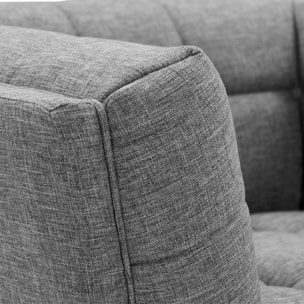 Fauteuil capitonné en tissu gris - Carmen