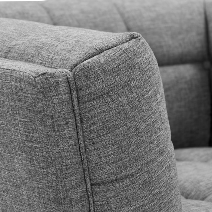 Fauteuil capitonné en tissu gris - Carmen
