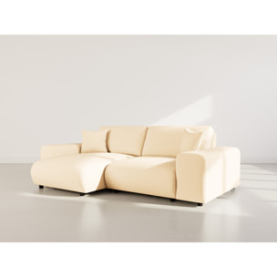 Garance - canapé d'angle réversible 4 places en simili - Beige