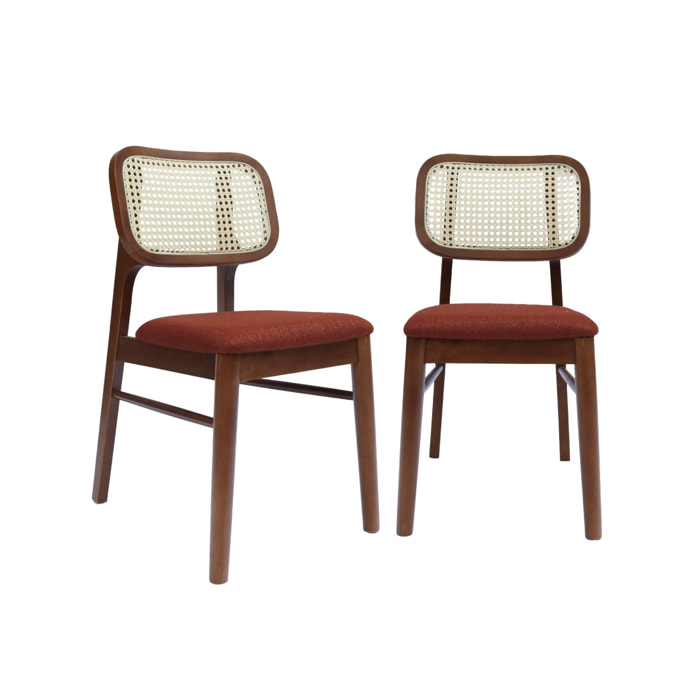 Chaise vintage bois d'hévéa et cannage (lot de 2) MANI