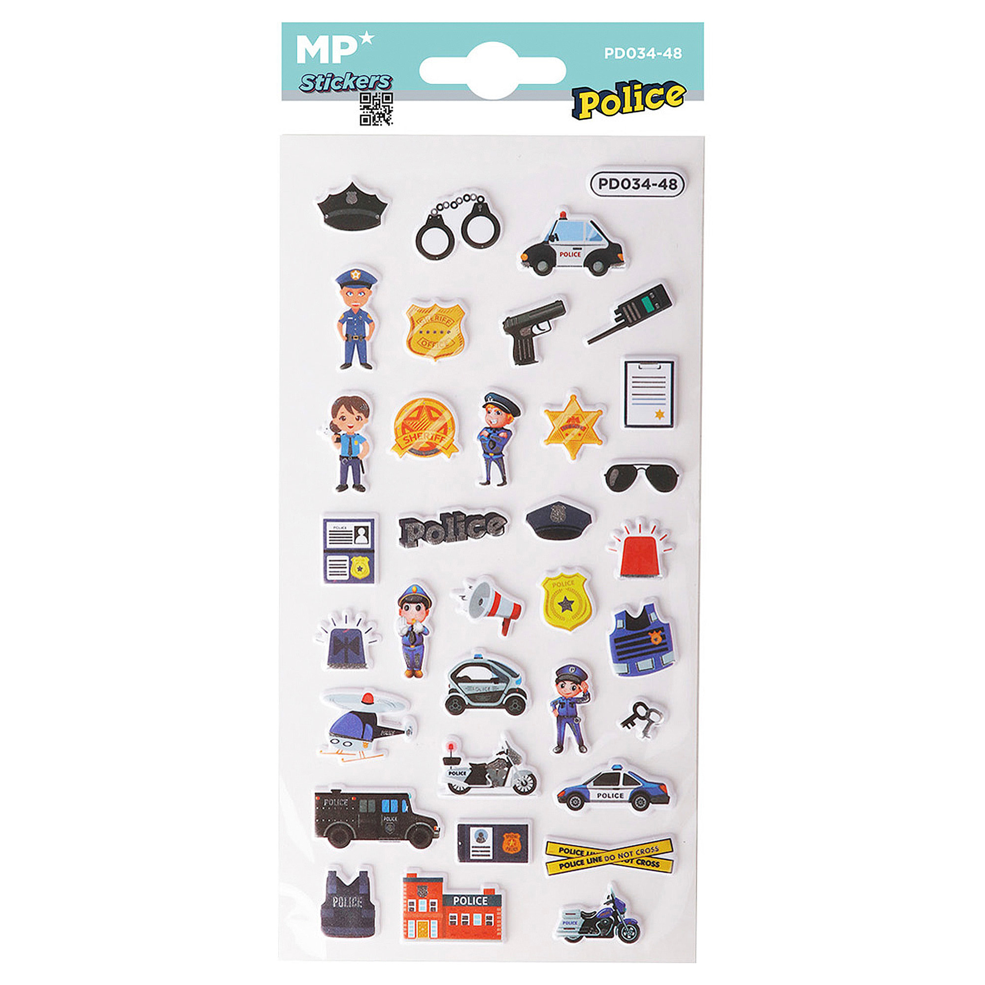 PACK 24 Uds. ADESIVI STICKERS IN RILIEVO DESIGN POLIZIA