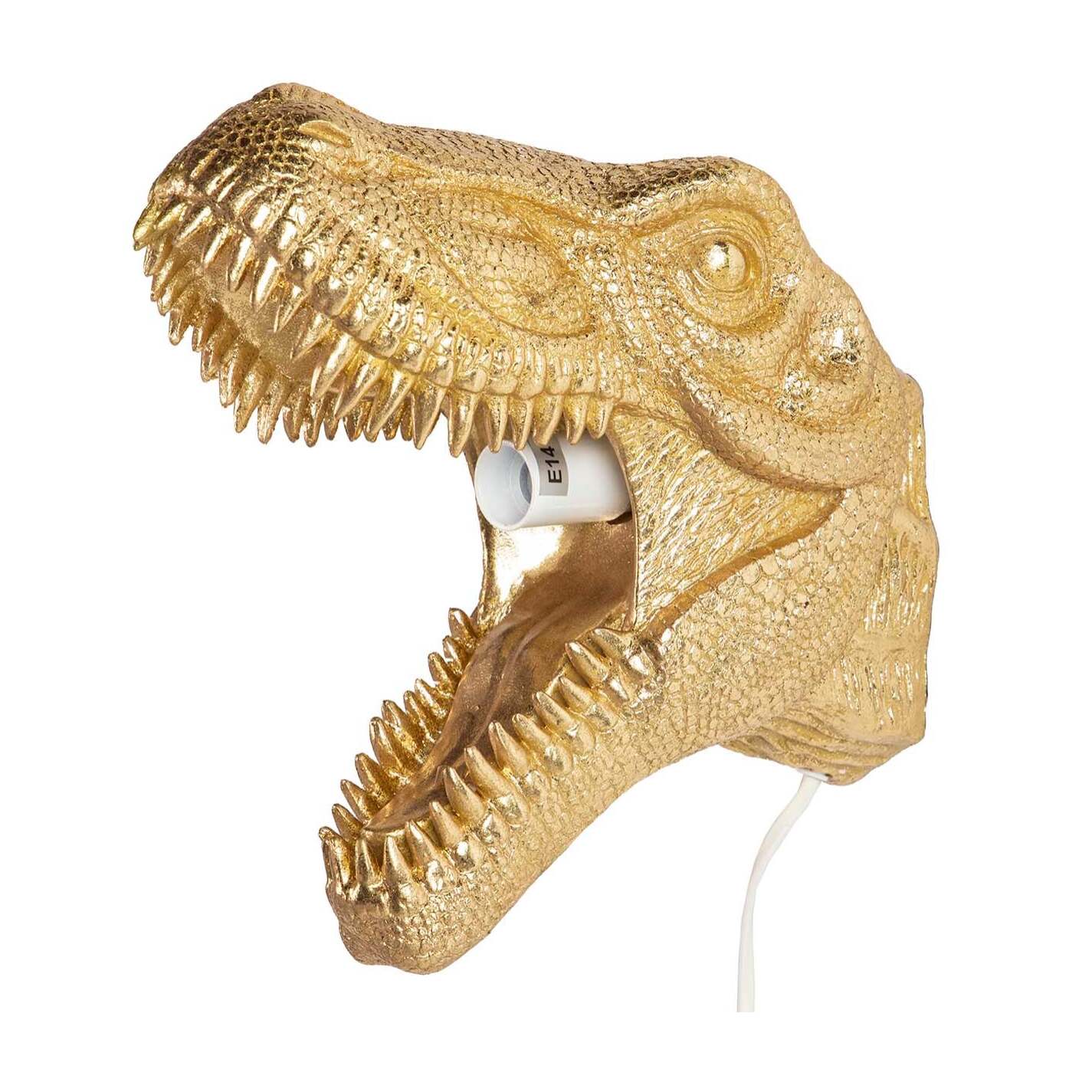 Aplique Pared T-rex Resina Dorada 26x14x26 Cm