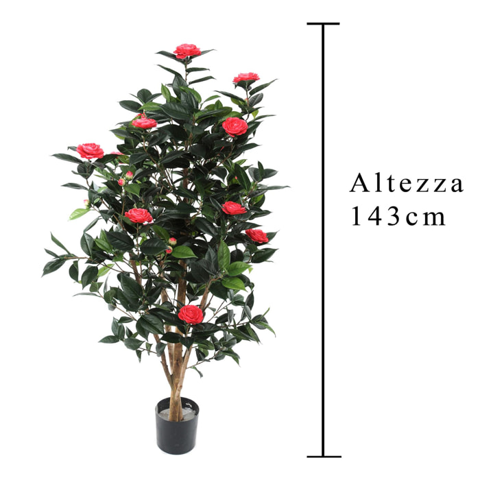 Albero Di Camelia Con 678 Foglie E 28 Fiori. Altezza 143 Cm - Pezzi 1 - 80X143X80cm - Colore: Rosa - Bianchi Dino - Piante Artificiali