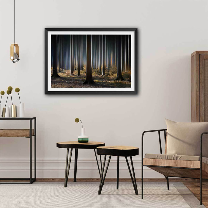 Affiche paysage forêt fantastique Affiche sous cadre noir