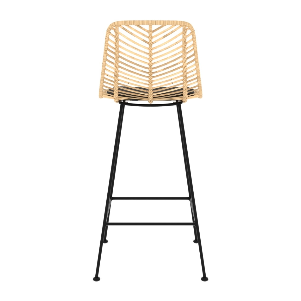 Lot de 2 chaises pour îlot central 66 cm en rotin naturel et noir - Tamara
