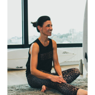 T-SHIRT DA CORSA A MANICHE SOTTILI DA DONNA BLUEBALL NERA CON STAMPA LEONARD