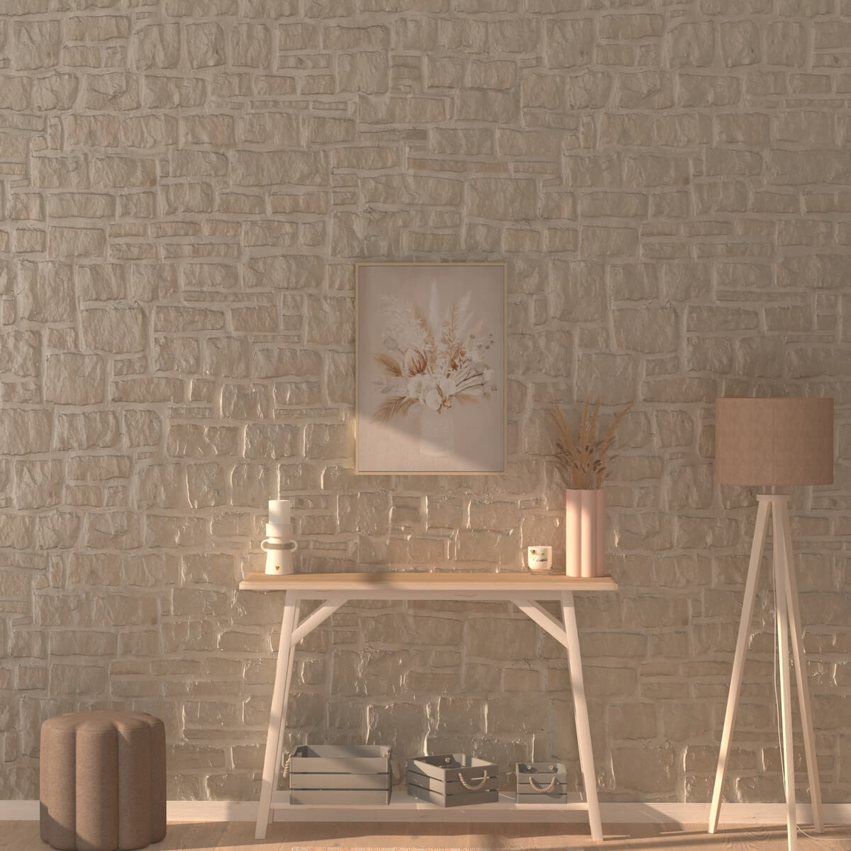 Toile "Tida" - bois - 50x70 cm