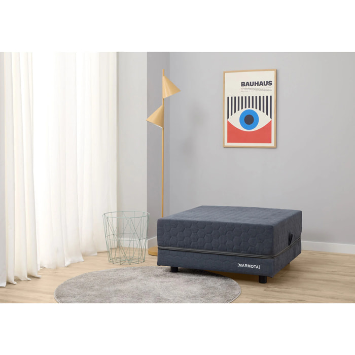 Puff Cama Marmota con Viscoelástica - Sillón Cama Plegable y Convertible - Diseño Elegante y Versátil para Visitas - Tejido de Alta Calidad - 3 Años de Garantía
