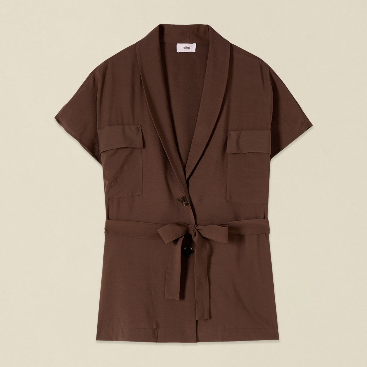 Oltre - Chaqueta desestructurada en gabardina - Marrón