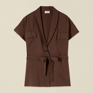 Oltre - Chaqueta desestructurada en gabardina - Marrón