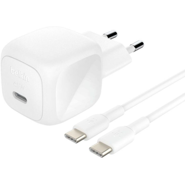 Chargeur BELKIN 45W USB POwer delivery & 1M C-C blanc