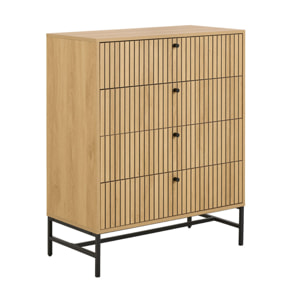 Marc - commode 4 tiroirs - bois - pieds en métal - Bois