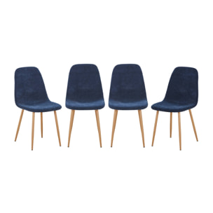 Chaise décor bois et tissu (lot de 4) VERA