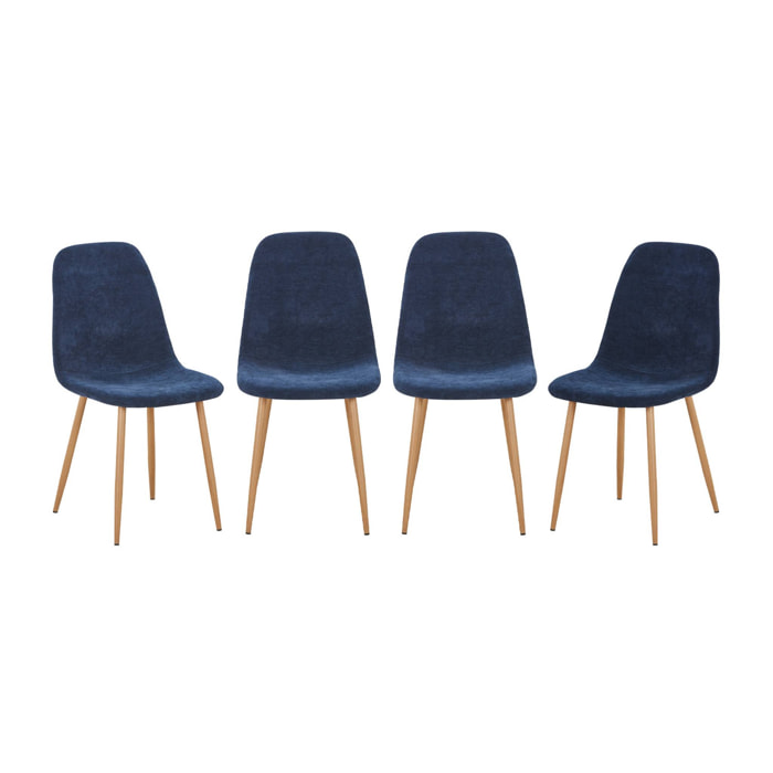 Chaise décor bois et tissu (lot de 4) VERA