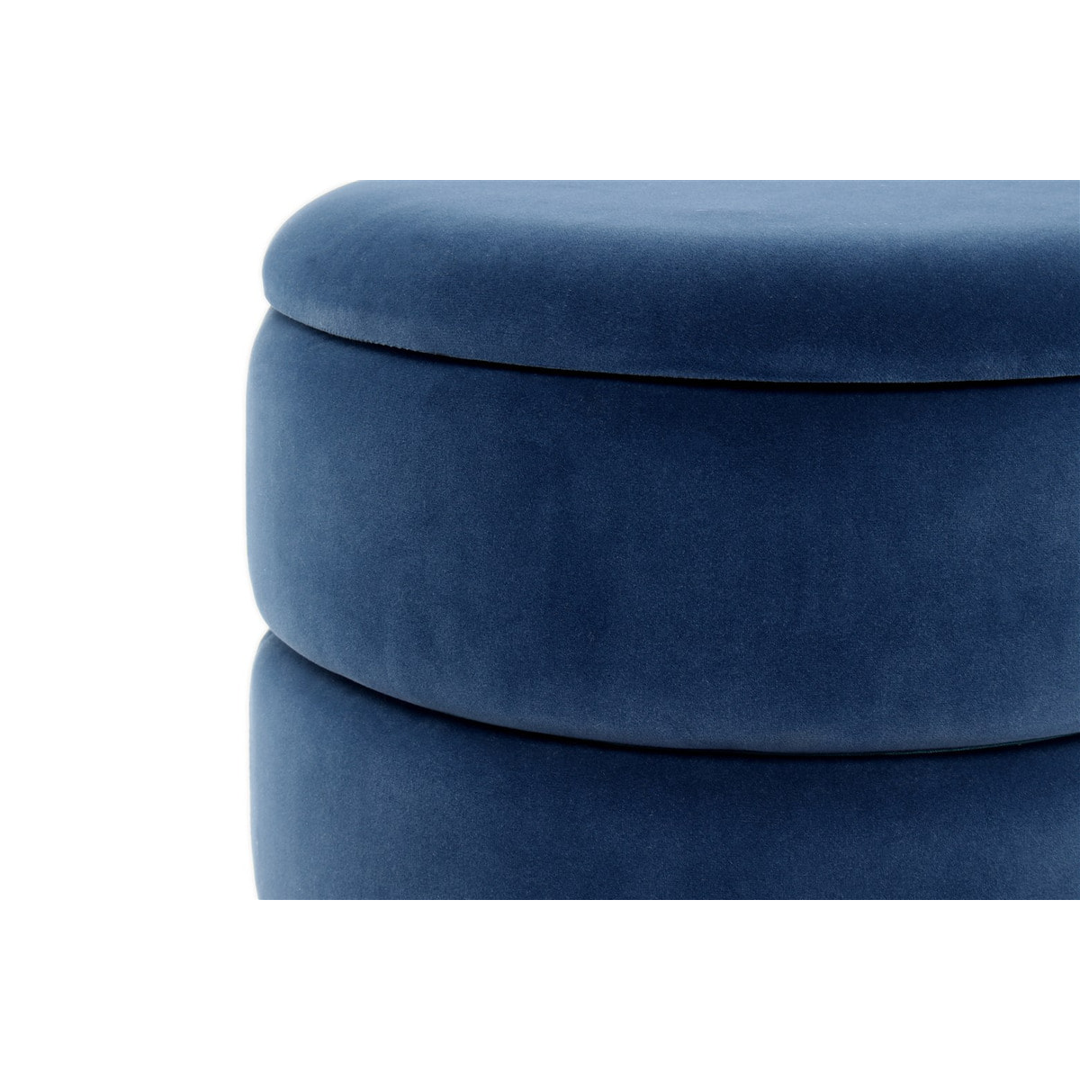 Pouf contenitore Zero in velluto blu e acciaio argento