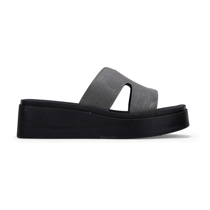 Sandalias plataforma negras con brillo