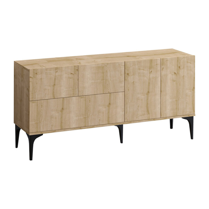 LILO Buffet design 5 portes couleur chêne – 150 cm