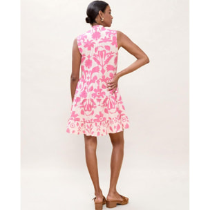 Abito corto con volant e stampa floreale