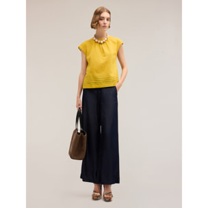 Motivi - Blusa in voile con cut-out posteriore - Giallo