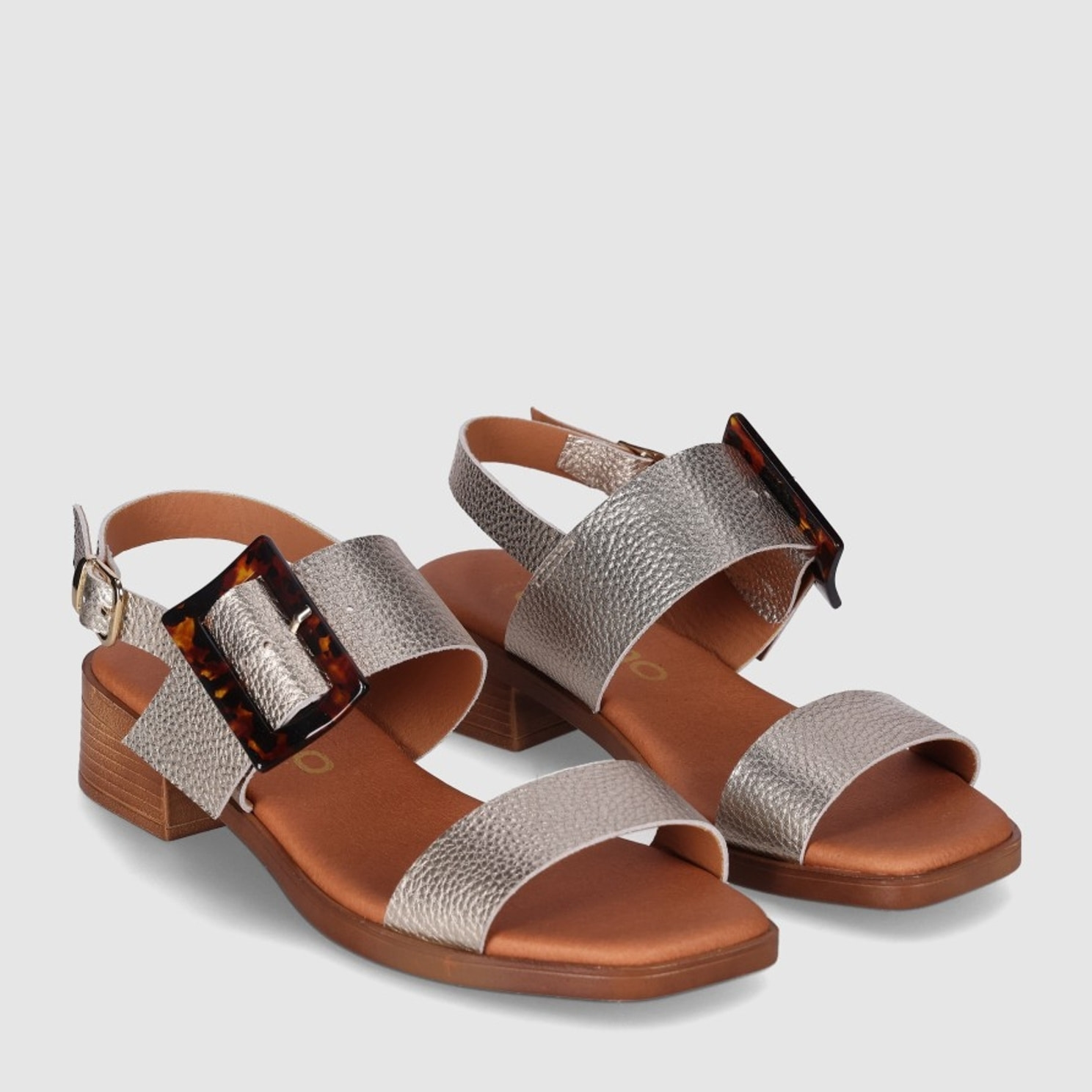 Sandalias de Piel - Oro - Tacón: 4 cm
