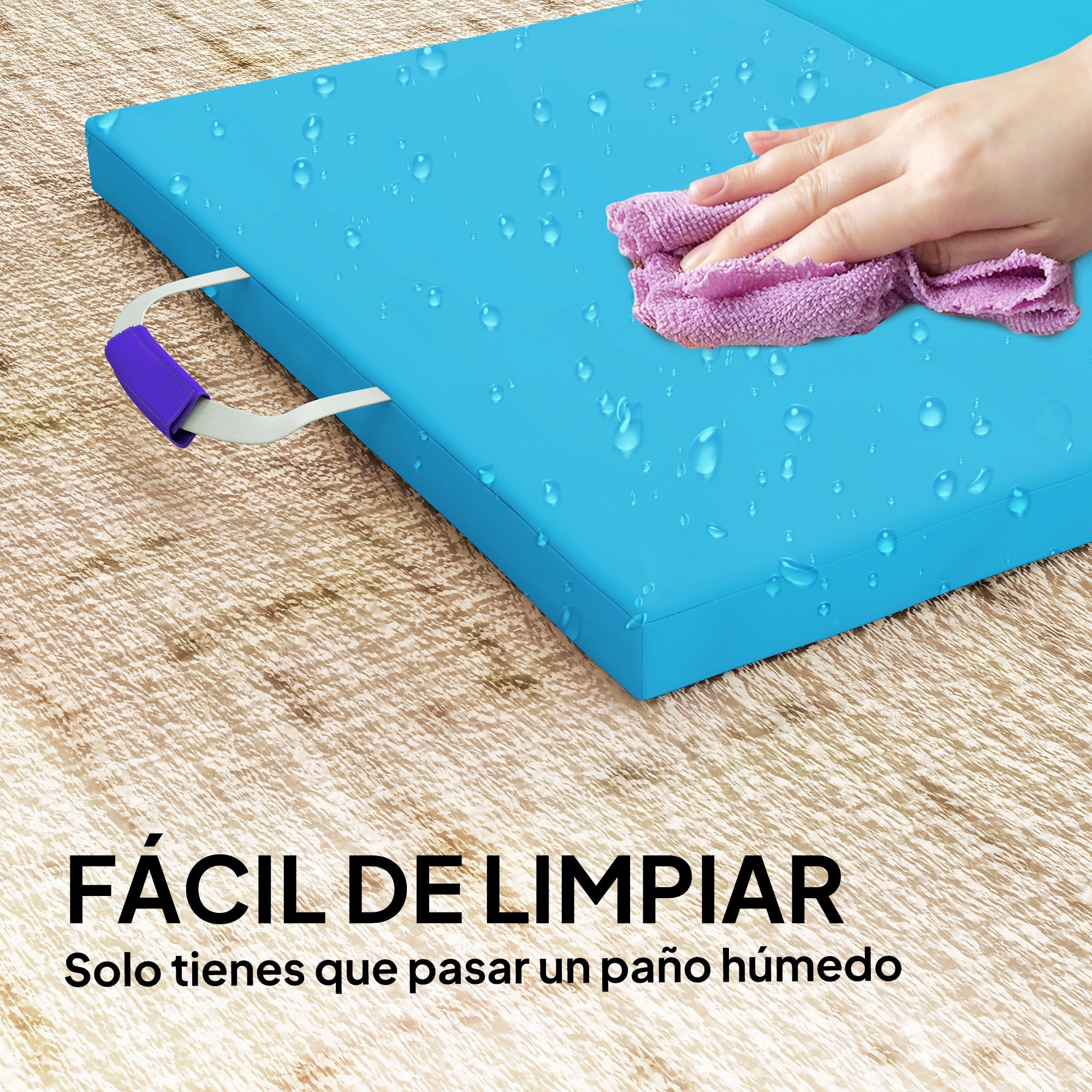 Colchoneta Gimnasia Plegable de Grosor de 5 cm, Tapete de Ejercicio con Asas de Transporte, Bolsa, Esterilla de Gimnasia para Yoga, Aeróbic, Artes Marciales, Azul Claro y Morado Oscuro