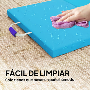 Colchoneta Gimnasia Plegable de Grosor de 5 cm, Tapete de Ejercicio con Asas de Transporte, Bolsa, Esterilla de Gimnasia para Yoga, Aeróbic, Artes Marciales, Azul Claro y Morado Oscuro