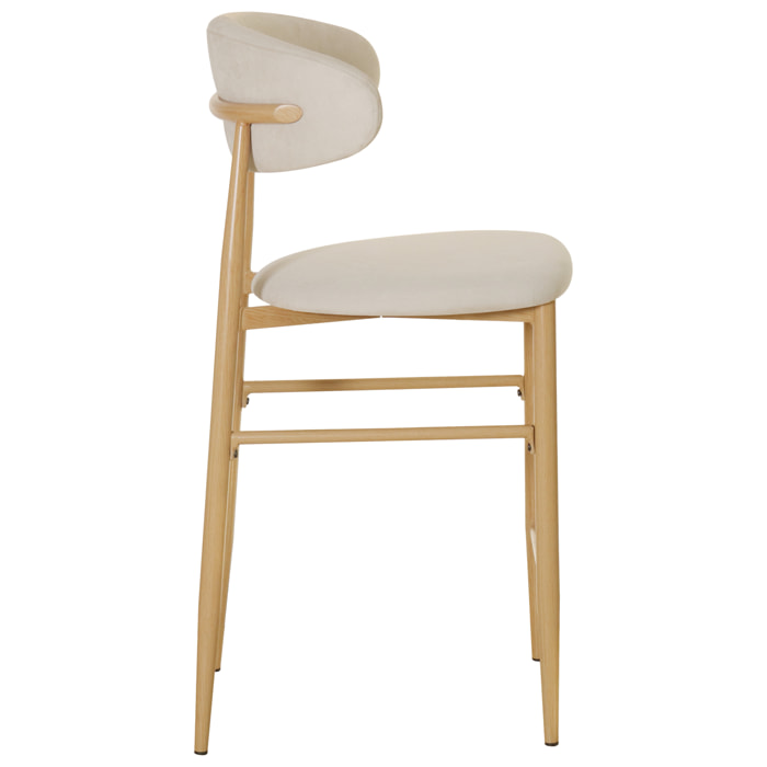Lot de 2 tabourets de bar beige et métal effet bois clair SIMON