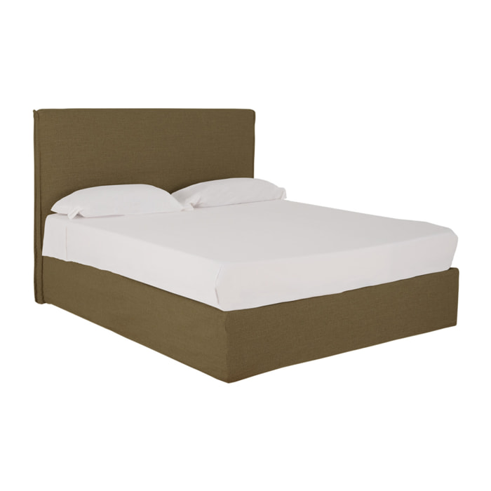 Cama con canapé desenfundable de lino verde para colchón de varias medidas