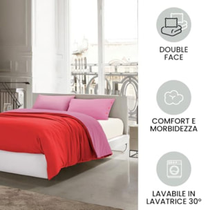 Intrecci Parure Copripiumino Bicolore 100% Cotone 200x240, Piazza e Mezza