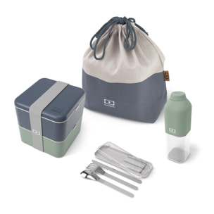 Set repas lunch box 2 étages 1,7L + sac de transport + couverts