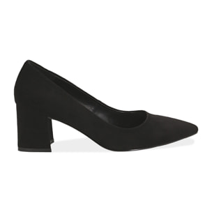 Zapato de tacón negras de microfibra, tacón midi 6 cm