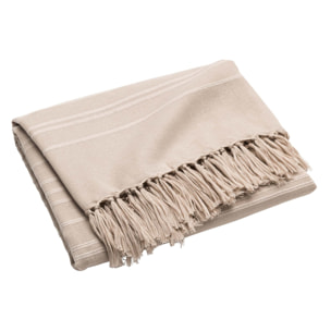 Plaid coton à franges grand format - Lin