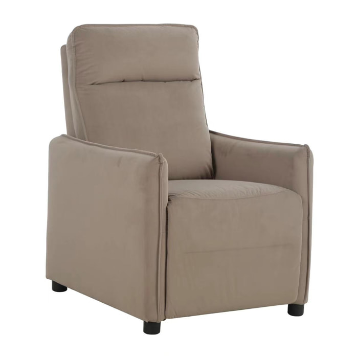 Poltrona relax, Amanda,velluto, tortora, sistema push.