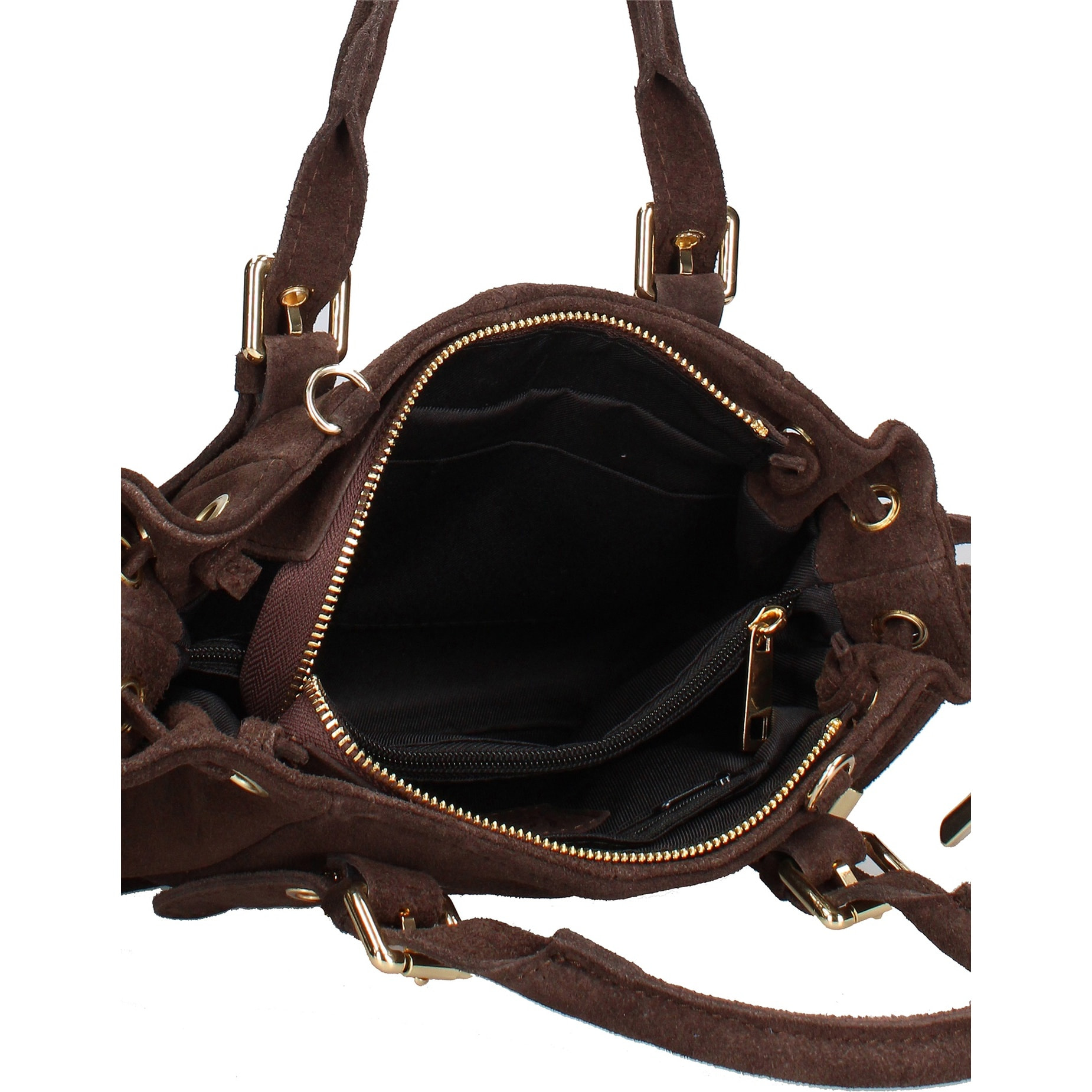 Borsa a mano da donna Made in Italy - Modello Elara Nova - Pelle scamosciata - 14.0 x 8.0 x 25.0 cm