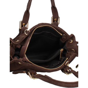 Borsa a mano da donna Made in Italy - Modello Elara Nova - Pelle scamosciata - 14.0 x 8.0 x 25.0 cm