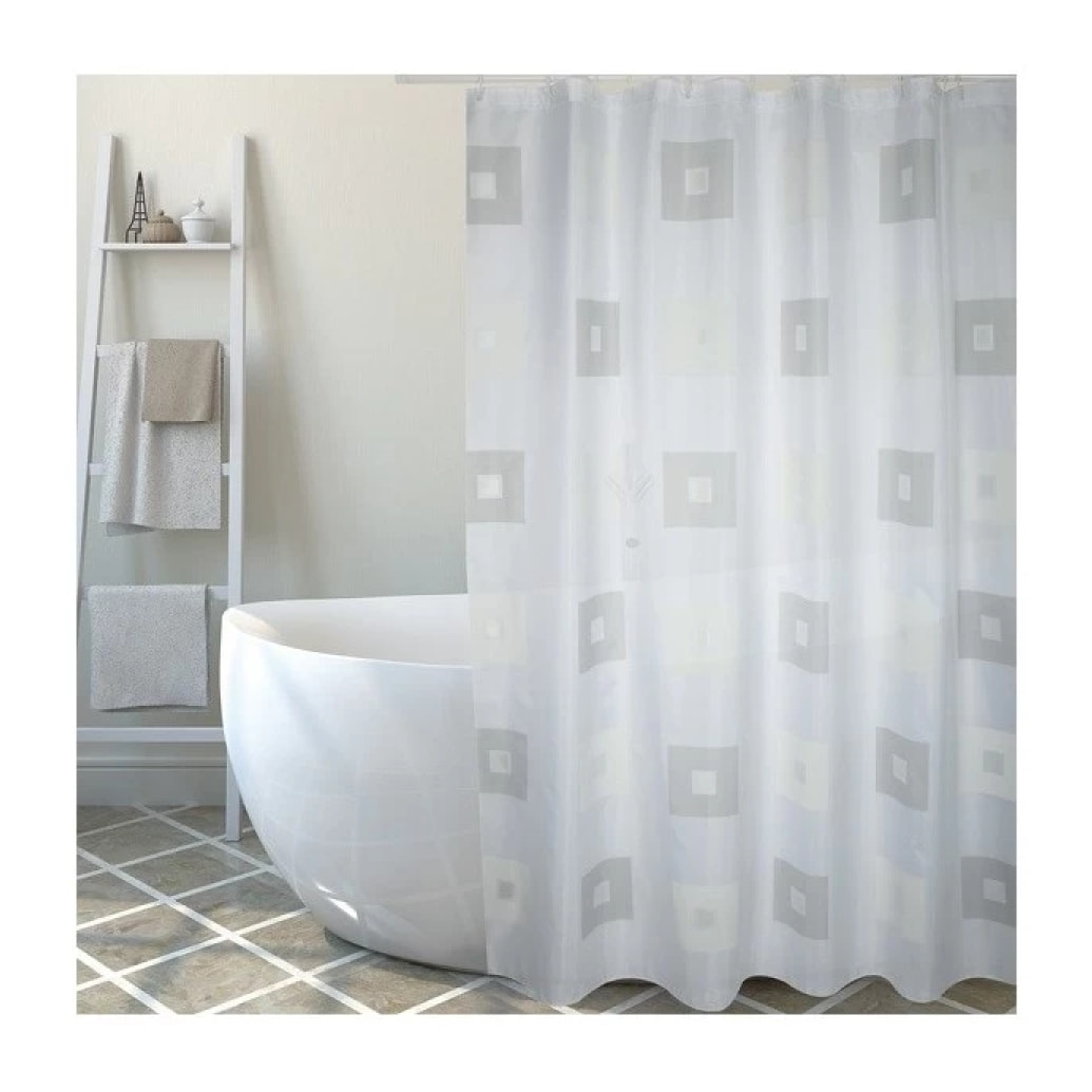 Rideau de douche Polyester BLOCK 180x200cm QUALITà PREMIUM Gris - Anneaux inclus MSV