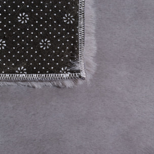 AVA - Tapis doux à poils longs lavable en machine - Anthracite