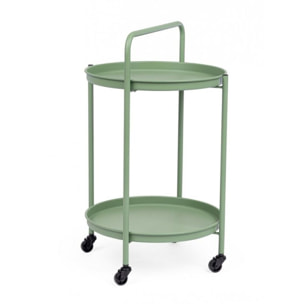 Carrello pieghevole AUSTIN in acciaio verde, con vassoio