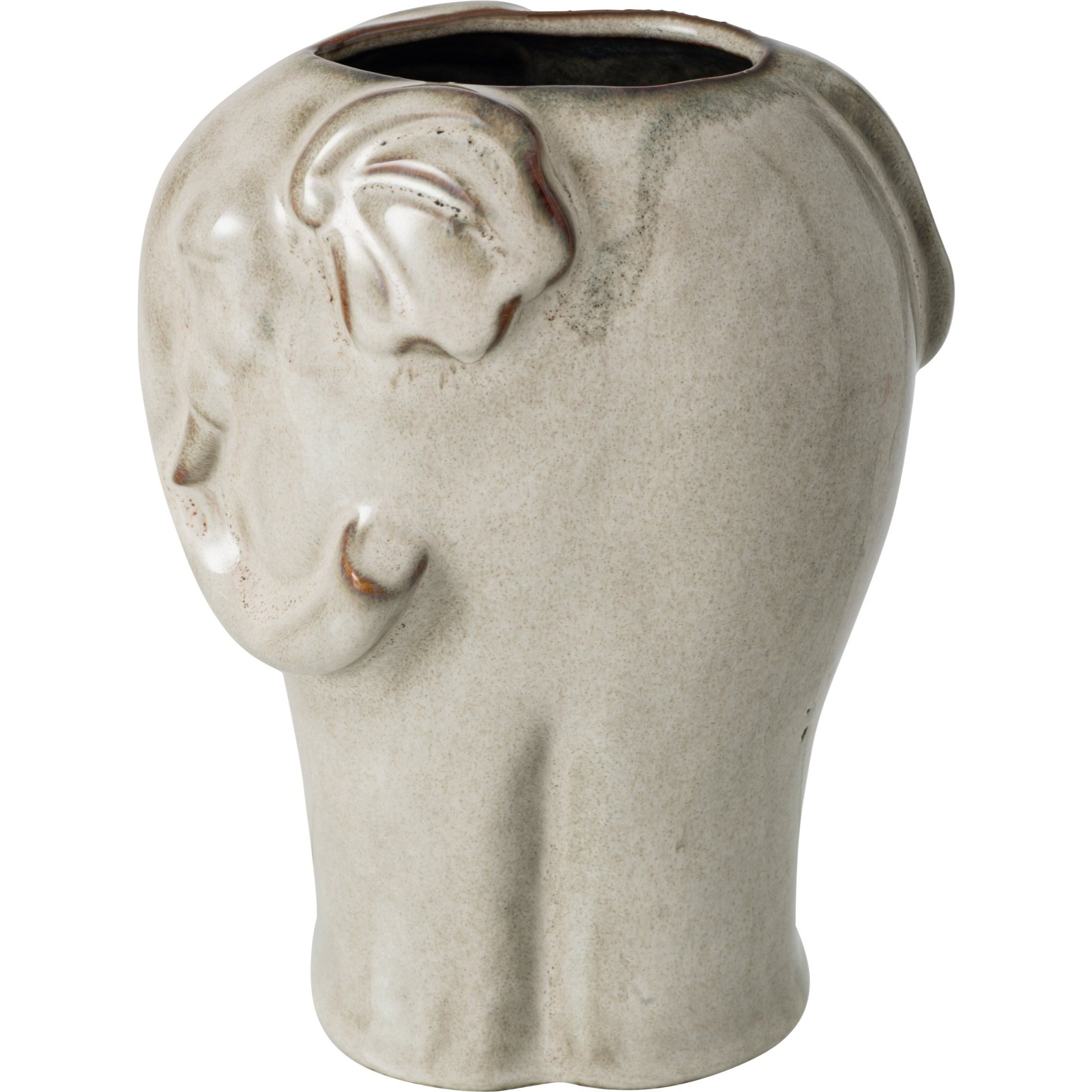 J-Line Cache-pot éléphant - porcelaine - gris vert - large