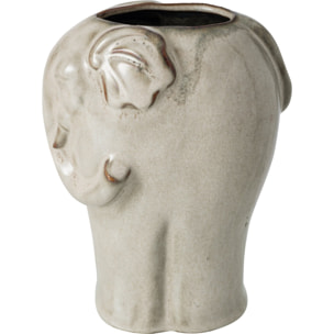 J-Line Cache-pot éléphant - porcelaine - gris vert - large