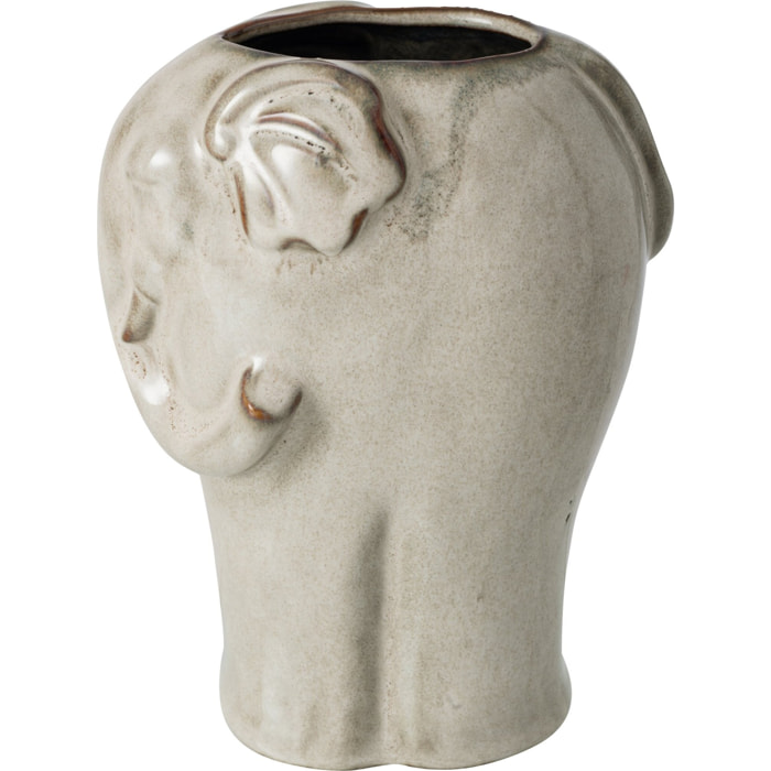 J-Line Cache-pot éléphant - porcelaine - gris vert - large