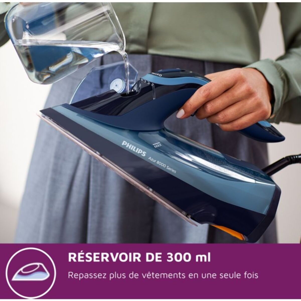 Fer à repasser PHILIPS DST8020/20 fer à vapeur Série 8000 Bleu clair, 3000W