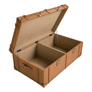 Baúl Angel Cerdá con estructura de madera MDF tapizada en piel de origen vacuno en marrón 126x74x46cm