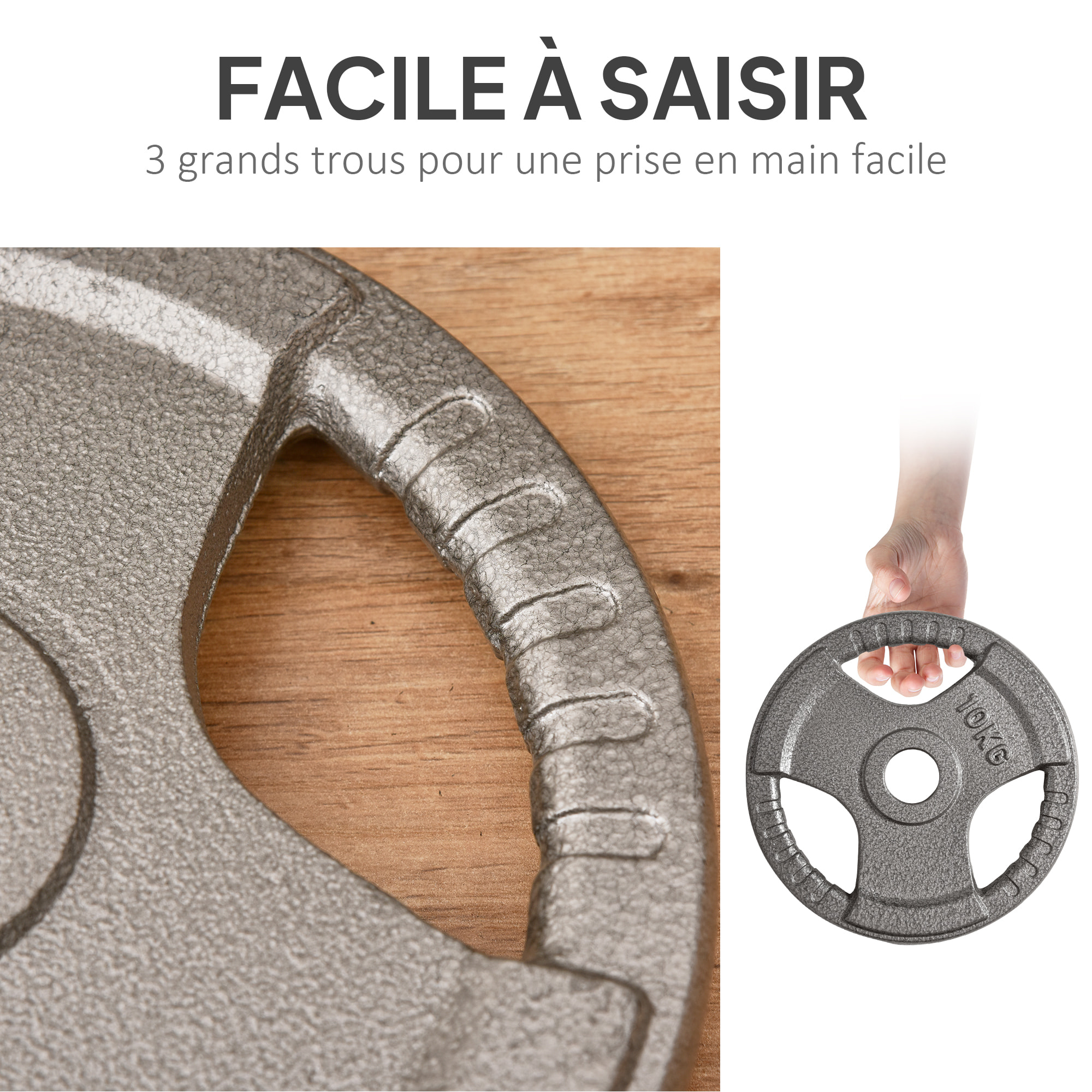 Disques de poids 2,5/2,5/5/5 Kg - 4 poids de musculation - dia. trou 5,4 cm - acier
