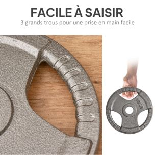 Disques de poids 2,5/2,5/5/5 Kg - 4 poids de musculation - dia. trou 5,4 cm - acier