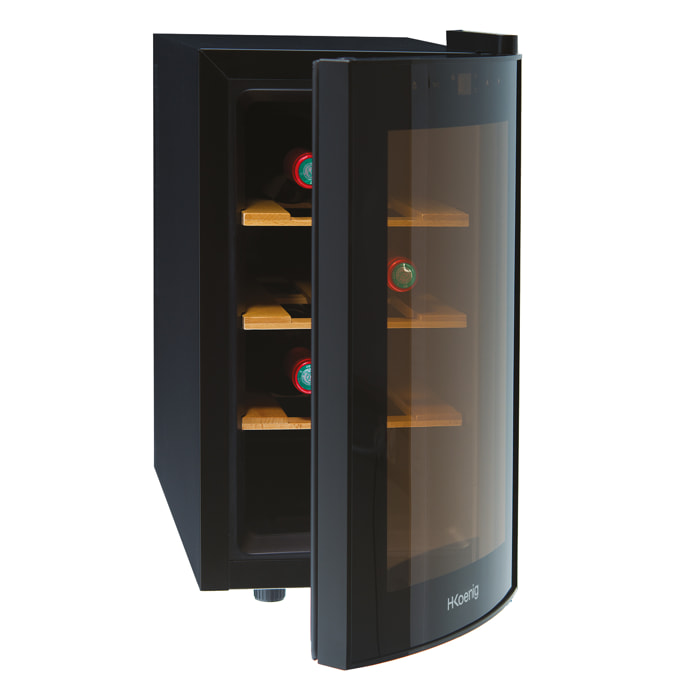 Vinoteca H.Koenig AGE8 8 botellas, 23L, 3 bandejas, termoelectrica, 26dB, 70W