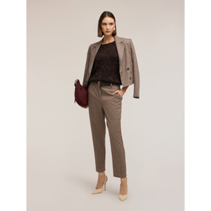 Motivi - Pantaloni regular fantasia check - Beige