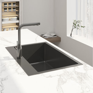 Swiss Aqua Technologies Aurum Évier de cuisine encastrable en inox 304, 68x45x21 cm, Gun Metal brossé PVD